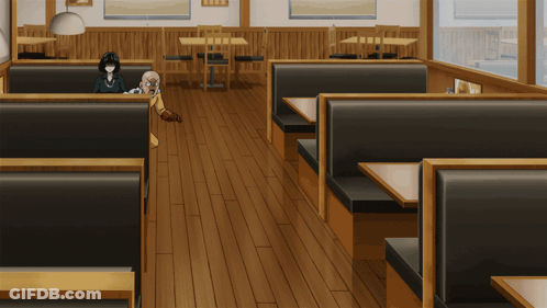 Cartoon Diner With Tables And Booths GIF