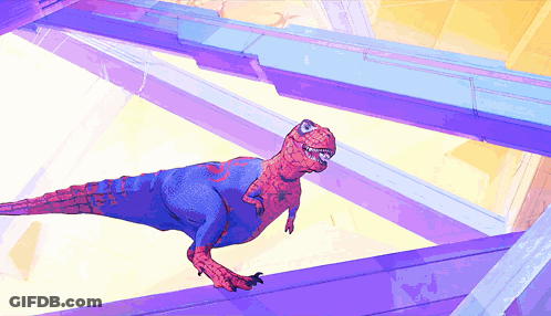 Cartoon Dinosaur As Spider Man GIF