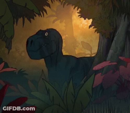 Cartoon Dinosaur In Jungle GIF
