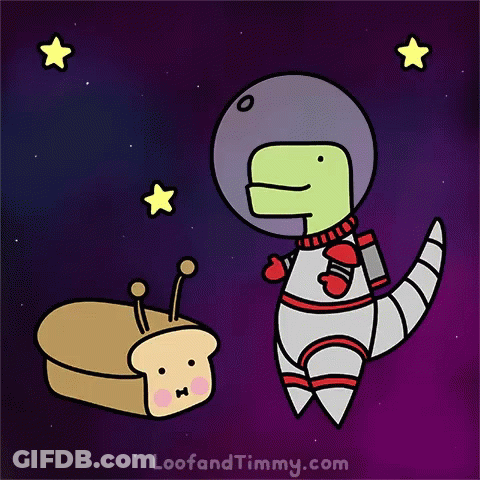Cartoon Dinosaur In Space Suit GIF