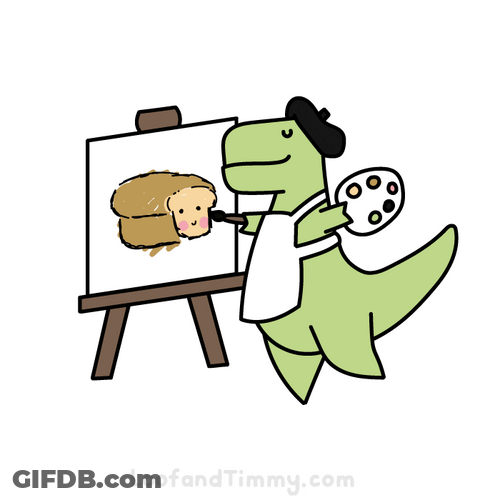 Cartoon Dinosaur Painting Bread GIF