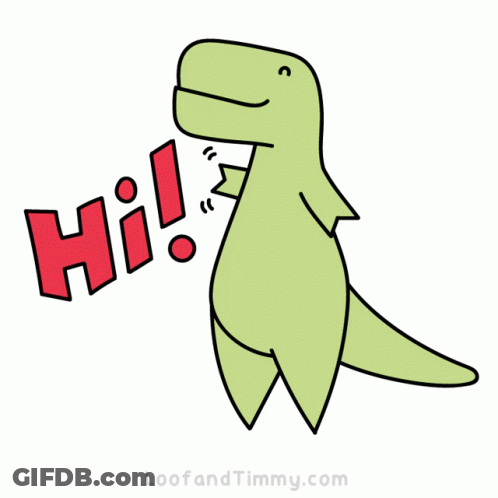 Cartoon Dinosaur Saying Hi Loofandtimmy.com GIF