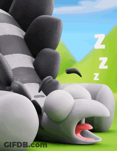 Cartoon Dinosaur Sleeping With Letters N N GIF