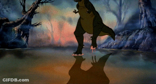 Cartoon Dinosaur Standing In Water GIF