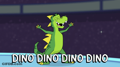 Cartoon Dinosaur With Dino Dino Dino Dino GIF