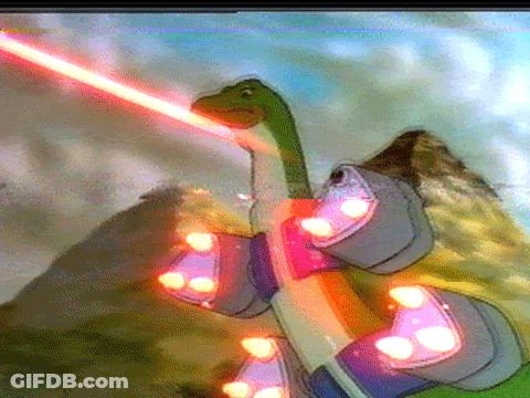 Cartoon Dinosaur With Laser Beam GIF