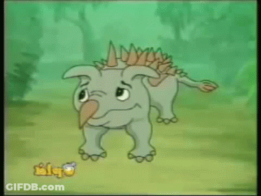 Cartoon Dinosaur With Letters BLQ GIF