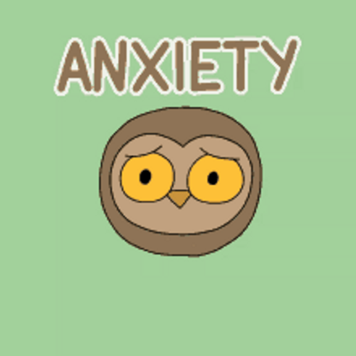 Cartoon Distorted Owl Face  Anxiety GIF