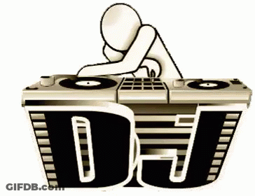 Cartoon DJ Playing Music With DJ Behind GIF