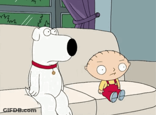 Cartoon Dog And Baby Sitting On Couch GIF