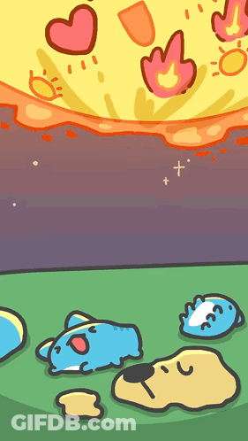 Cartoon Dog And Cat Laying On Ground GIF