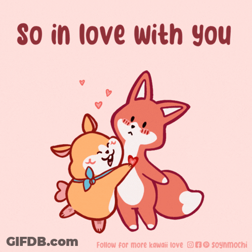 Cartoon Dog And Fox Hugging So In Love With You GIF