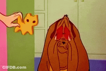 Cartoon Dog Being Fed Cheese GIF