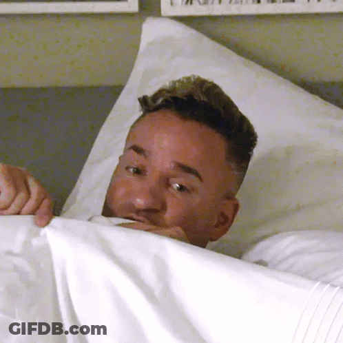 Cartoon Dog Beside Bed With Good Night Pillow GIF