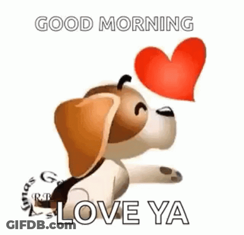 Cartoon Dog Blowing Kiss With Heart GIF