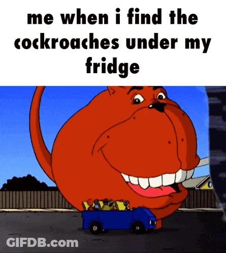 Cartoon Dog Carrying Truck Full Of Cockroaches GIF