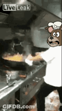 Cartoon Dog Cooking Kitchen Live Leak Watermark GIF