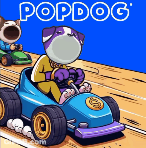 Cartoon Dog Driving Go Kart Popdog GIF