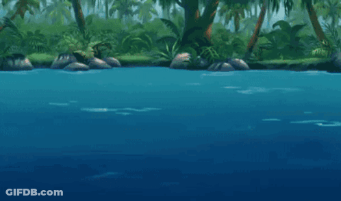 Cartoon Dog Floating On Its Back In River GIF