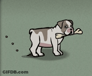 Cartoon Dog Holding Bone GIF