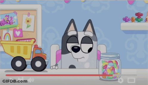 Cartoon Dog Holding Candy Jar GIF