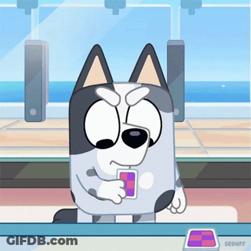Cartoon Dog Holding Card Saying Seduff GIF