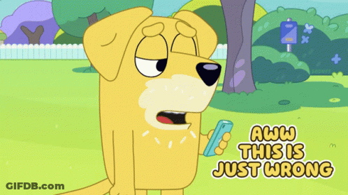 Cartoon Dog Holding Cell Phone Aww This Is Wrong GIF