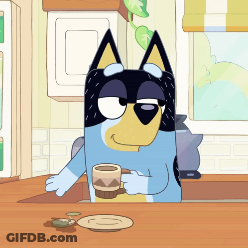 Cartoon Dog Holding Coffee GIF