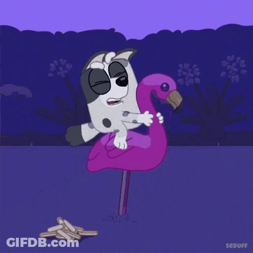Cartoon Dog Holding Flamingo Seduff GIF