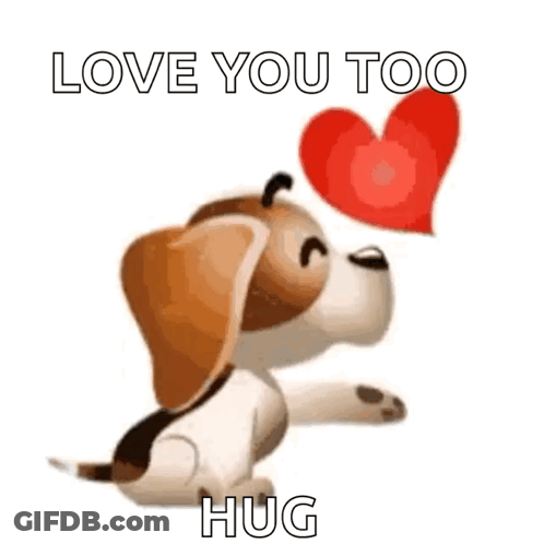 Cartoon Dog Holding Heart Saying I Love You GIF