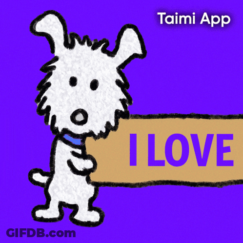 Cartoon Dog Holding I Love You Sign GIF