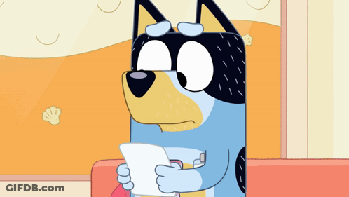 Cartoon Dog Holding Paper On Couch GIF