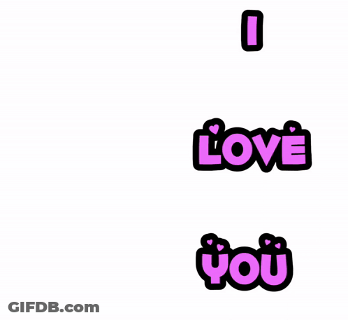 Cartoon Dog Holding Pink Gift Box Saying I Love You GIF