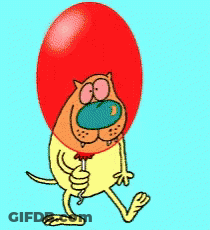 Cartoon Dog Holding Red Balloon Saying Yoo Hoo Hello GIF