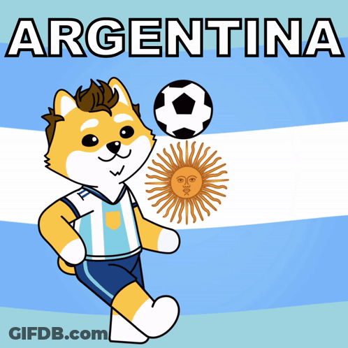 Cartoon Dog Holding Soccer Ball Argentina GIF