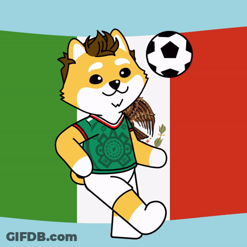 Cartoon Dog Holding Soccer Ball With Flag GIF