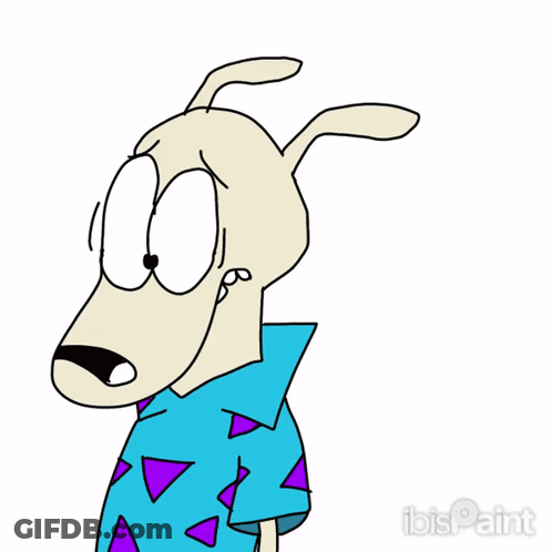 Cartoon Dog In Blue And Purple Shirt GIF