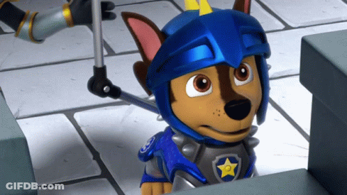 Cartoon Dog In Blue Helmet And Armor GIF