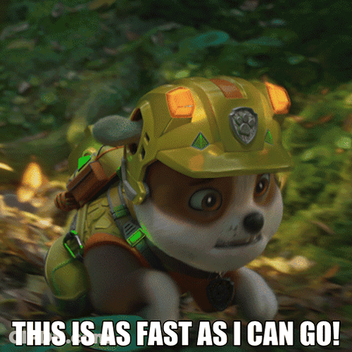 Cartoon Dog In Helmet Saying This Is As Fast As I Can Go GIF