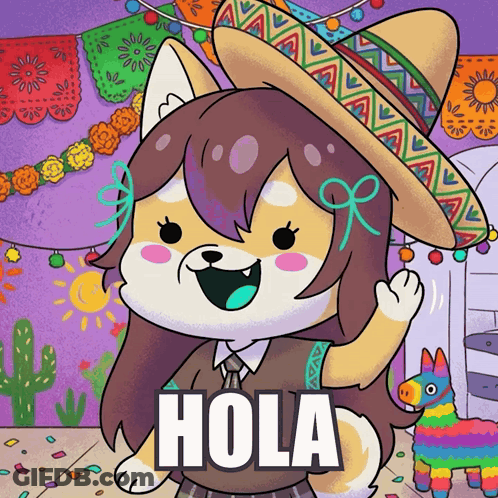 Cartoon Dog In Sombrero Saying Hola GIF