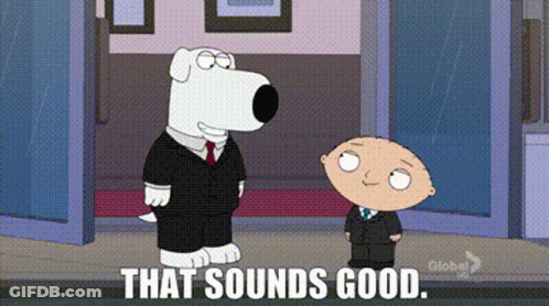 Cartoon Dog In Suit Standing Next To Man In Suit GIF