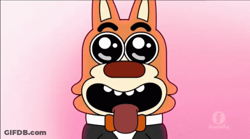 Cartoon Dog In Tuxedo With Tongue Out GIF