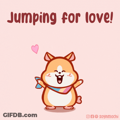 Cartoon Dog Jumping For Love With Hearts GIF