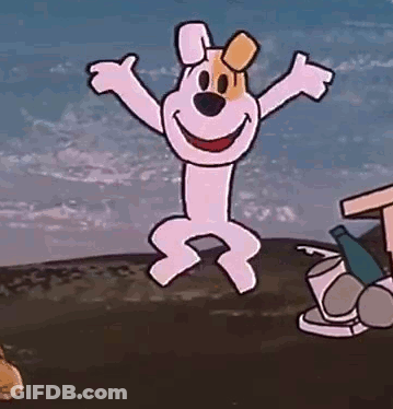 Cartoon Dog Jumping In Field GIF