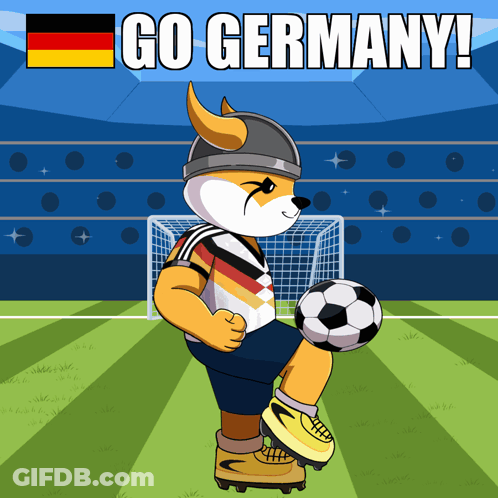 Cartoon Dog Kicking Soccer Ball Go Germany GIF