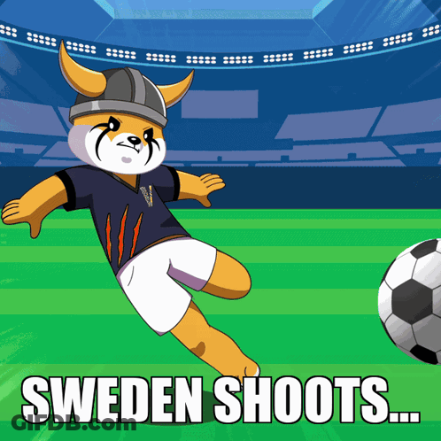 Cartoon Dog Kicking Soccer Ball Sweden Shoots GIF