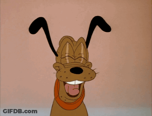 Cartoon Dog Laughing With Eyes Closed And Mouth Open GIF