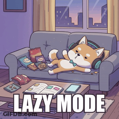 Cartoon Dog Laying On Couch With Headphones GIF
