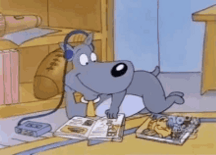 Cartoon Dog Listening To Music GIF