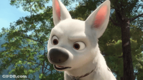 Cartoon Dog Looking At Camera With Trees GIF